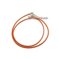 Collar de cordón encerado naranja de 1,5 mm con cierre de mosquetón plateado y extensión - Individual / Naranja (12668)