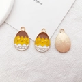 Golden alloy Easter chick charm with colorful enamel inlay for DIY jewelry making - Eggshell Chick Pattern