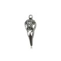 Gothic vintage bird skull pendant with intricate floral engravings in silver finish - Engraved Scroll Bird Skull (15553)