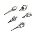 Set of five vintage silver gothic bird skull pendants for men's jewelry making - Antique Silver Bird Skull Collection (SN22)