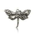 Antique silver dragonfly pendant in alloy with vintage embossed wings for DIY jewelry - Antique Silver Dragonfly (3729)