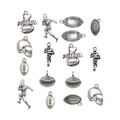 Silver zinc alloy rugby sports charms featuring football players and helmets for DIY jewelry - Rugby Series Styles Combination (SN0033)