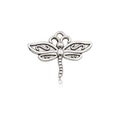 Vintage silver alloy dragonfly pendant with intricate hollow wings for DIY jewelry making - Antique Silver Dragonfly (10367)