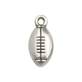 Minimalist silver American football alloy charm with realistic stitching details - Mini Football Shape (8210)