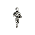 Silver finish American football player pendant for jewelry making necklaces and charms - Antique Silver Athlete with Ball (11286)