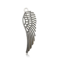 Antique silver wing heart pendant with feather texture for DIY jewelry making - Large Antique Silver Single Hole (2488)