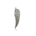 Antique silver zinc alloy heart wing pendant with detailed texture for DIY jewelry making - 5009 Medium Antique Silver Single Hole Wing (5009)