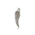 Antique silver feather wing pendant with detailed texture for DIY jewelry making - 5087 Small Antique Silver Single Hole Wing (5087)
