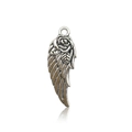 Vintage antique silver wing pendant with embossed rose detail for DIY jewelry making - 6357 Antique Silver Rose Wing (6357)