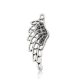 Antique silver zinc alloy wing pendant with black rhinestones and top hanging loop - 10050 Feather Wing (10050)