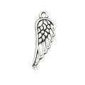 Antique silver wing alloy pendant with detailed feather texture and vintage finish - 10051 Feather Wing (10051)