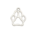 Silver hollow dog paw print alloy pendant charm with top ring for DIY necklace - Bear Paw (7113)