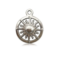 Pendentif vintage en alliage argenté avec motif soleil et anneau de suspension - Pendentif Lune Argent Antique (8230)