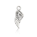 Antique silver heart-shaped angel wing pendant with detailed feather texture - 10052 Feather Wing (10052)