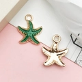 DIY starfish pendant with green enamel and gold alloy finish for jewelry making - Ocean Starfish (8611)