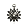 Pendentif soleil vintage en argent avec visage et rayons pour création de bijoux - Pendentif Visage de Soleil (8226)