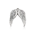 Vintage silver alloy angel wings pendant with detailed feather texture for DIY jewelry - 10053 Feather Wing (10053)