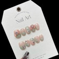 Unghie finte sfumate rosa e verdi con fiocchi 3D e strass a forma di cuore - Extra Piccolo (XS) / Sfumatura Rosa e Verde (Dragon Heart Girl)