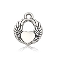 Antique silver heart wings pendant for DIY necklaces with vintage alloy textures - 10054 Heart Wing (10054)