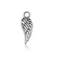 Antique silver wing alloy pendant with intricate hollowed feathers for DIY jewelry making - 11420 Antique Silver Hollow Wing (11420)