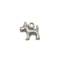 Silver metal Scottish Terrier dog charm with textured fur detail for DIY jewelry - Striped Dog (9809) / 1 Piece (12x14mm) / Antique Silver