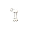 Polished silver-tone metal dog bone charm pendant with attachment ring for DIY jewelry - Dog Bone (9810) / 1 Piece (10x14mm) / Antique Silver