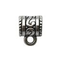Antique silver plated alloy bail bead with swirl patterns for DIY jewelry necklaces - Swirl Relief Pattern Bail (8280) / 7x10 Hole 4 (1.2g)