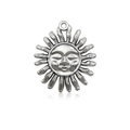 Pendentif vintage en alliage d'argent avec un soleil souriant pour bijoux DIY - Grand Charme de Visage de Soleil (8053)