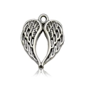 Antique silver heart-shaped angel wing pendant with vintage oxidized finish for jewelry - 14097 Antique Silver Wing Heart Pendant (14097)