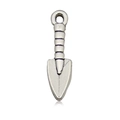 Antique silver shovel tool pendant with a textured handle and hanging loop for jewelry - Shovel Style (8528)