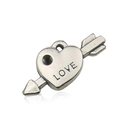 Retro alloy heart pendant with arrow design and LOVE engraving for DIY jewelry - Antique Silver Heart Arrow Style (17358)