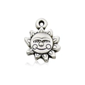 Pendentif soleil vintage en argent avec visage souriant pour bijoux DIY et colliers - Petit Pendentif Soleil Argent Antique (10935)