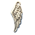 DIY jewelry charm featuring an angel wing shape in pale gold alloy for necklaces - 14880 Antique Silver Wing (14880)