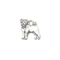 Mops-Hund Anhänger aus Silber für DIY-Schmuck mit realistischen Gesichtsdetails - Mops (9813)