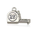 Antique silver tape measure pendant with scale details and number 25 engraving - Antique Silver Measuring Tape Style (11182)