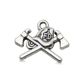 DIY antique silver firefighter helmet and crossed axes metal pendant in zinc alloy - Antique Silver Firefighting Tool Style (11312)