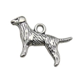 Antiksilberner Hunde-Anhänger aus Metall für DIY-Schmuck mit realistischen Pelzdetails - Antiksilber Tier Hund (11299)