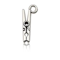 Antique silver alloy clothespin pendant with detailed vintage finish and hanging loop - Antique Silver Tool Clip Style (11319)