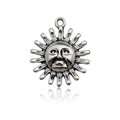 Pendentif soleil vintage en argent avec rayons radiants et finition antique - Pendentif Relief Dieu Soleil (12129)