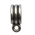 Antique silver plated alloy tube connector bead with triple stripes and a small hanging loop - 8895-1.2g 8x12 Hole 4.5 Triple Bail