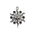 Vintage sun god face pendant in antique silver alloy with sunburst rays for DIY necklaces - Vintage Sun Face Pendant (12136) / 1 Piece (16x20mm) / Antique Silver