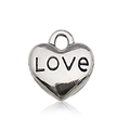 Silver heart pendant charm with LOVE engraving for DIY jewelry making and crafts - LOVE Letter Small Heart Style (13334)