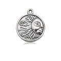 Pendentif soleil rétro en alliage de zinc argenté avec motif de relief mythologique - Pendentif Rond Soleil Lune Étoile (12137)