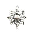Pendentif soleil argenté vintage de style antique pour la création de bijoux DIY - Pendentif Combinaison Soleil Lune (8228)