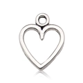 Polished silver heart-shaped hollow pendant with top ring for DIY necklace making - Hollow Heart Style (13336)
