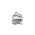 Antique silver cheer pendant with heart and megaphone charms for DIY jewelry making - Heart CHEER Design Style (9832)
