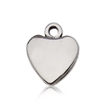 Polished silver heart pendant accessory with top ring for necklaces and bracelets - Smooth Heart Style (13338)