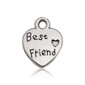 Silver heart pendant with Best Friend engraving for DIY charm necklaces and bracelets - Best Friend Letter Heart Style (13339)