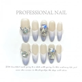 Uñas postizas artesanales degradadas en menta y lila con cristales y estrellas - Extra Pequeño (XS) / Sal de Menta