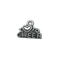 Antique silver cheerleading charm pendant with I Love To Cheer engraving for DIY jewelry - I LOVE TO CHEER Plate Style (15716)
